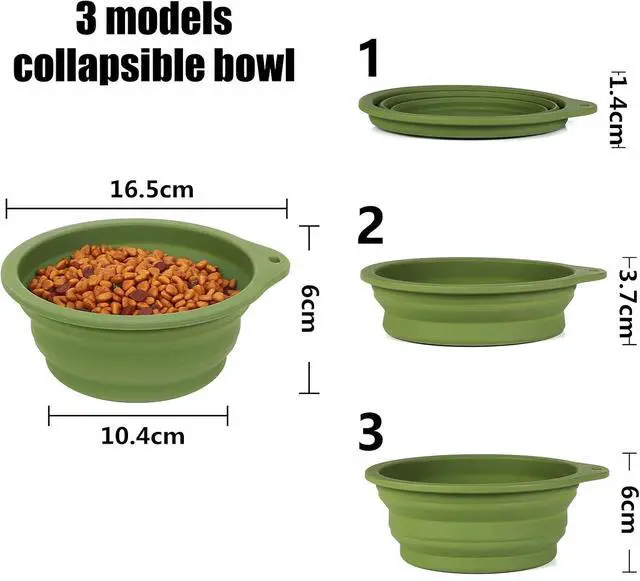 Alt view image 3 of 7 - SLSON 2Pack Collapsible Dog Bowl,Integrated Molding Travel Bowl No Plastic Rim Pet Feeding Bowls for Walking Traveling Outdoors,600ML (Navy Blue+Dark Green)