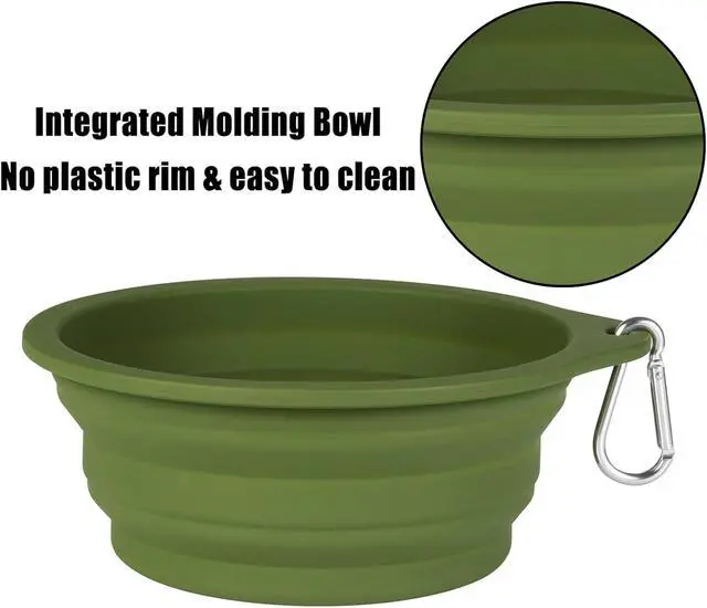 Alt view image 4 of 7 - SLSON 2Pack Collapsible Dog Bowl,Integrated Molding Travel Bowl No Plastic Rim Pet Feeding Bowls for Walking Traveling Outdoors,600ML (Navy Blue+Dark Green)