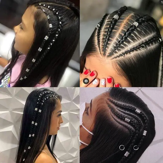 Alt view image 5 of 7 - 100 PCS Hair Accessories Loc Hair Jewelry for Women Braids Rings, Dreadlock Accessories Metal Hair Clips Adjustable Cuffs Braiding Hair Rings Decoration
