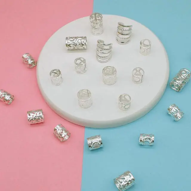 Alt view image 6 of 7 - 100 PCS Hair Accessories Loc Hair Jewelry for Women Braids Rings, Dreadlock Accessories Metal Hair Clips Adjustable Cuffs Braiding Hair Rings Decoration