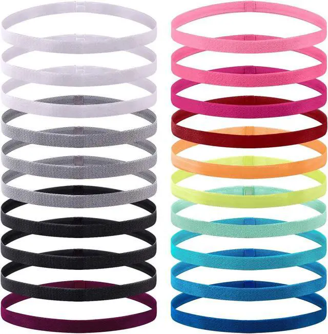 Main image of Duufin 20 Pcs Elastic Headbands for Women Men Girls Non Slip Sport Headband | Colorful Hair Bands Workout Sweatband Fashion Yoga, Running Elastic Sports Headbands, 14 Colors