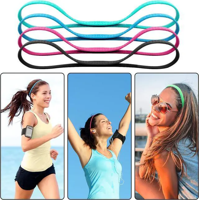 Alt view image 5 of 7 - Duufin 20 Pcs Elastic Headbands for Women Men Girls Non Slip Sport Headband | Colorful Hair Bands Workout Sweatband Fashion Yoga, Running Elastic Sports Headbands, 14 Colors