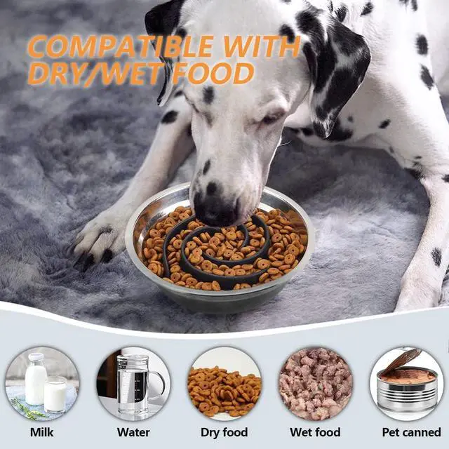 Alt view image 2 of 7 - Slow Feeder Dog Bowls Insert, Animire Soft Silicone Slow Eating Dog Food Bowl for Small, Medium and Large Dogs, Compatible with Regular and Elevated Bowls