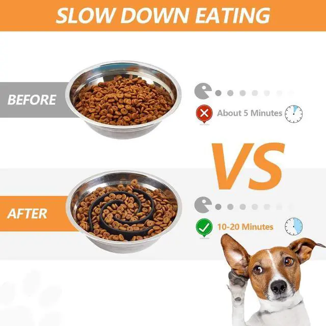 Alt view image 3 of 7 - Slow Feeder Dog Bowls Insert, Animire Soft Silicone Slow Eating Dog Food Bowl for Small, Medium and Large Dogs, Compatible with Regular and Elevated Bowls