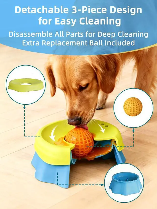 Alt view image 2 of 7 - Huafly Slow Feeder Dog Bowls,3-Layer Detachable for Easy Cleaning,Dual-Use Wet Lick & Dry Slow Feeder,Food-Grade Silicone,Anti-Slip Base for All Floors,for Small,Medium,Large Dogs Black