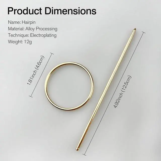 Alt view image 4 of 7 - Gold Round Hair Clips Hollow Circle Hair Barrettes for Women Fashion Geometric Hairpins Minimalist Hair Accessories Hair Fork Metal Ponytail Hairpin Retro for Girls