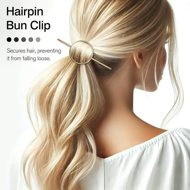 Alt view image 6 of 7 - Gold Round Hair Clips Hollow Circle Hair Barrettes for Women Fashion Geometric Hairpins Minimalist Hair Accessories Hair Fork Metal Ponytail Hairpin Retro for Girls