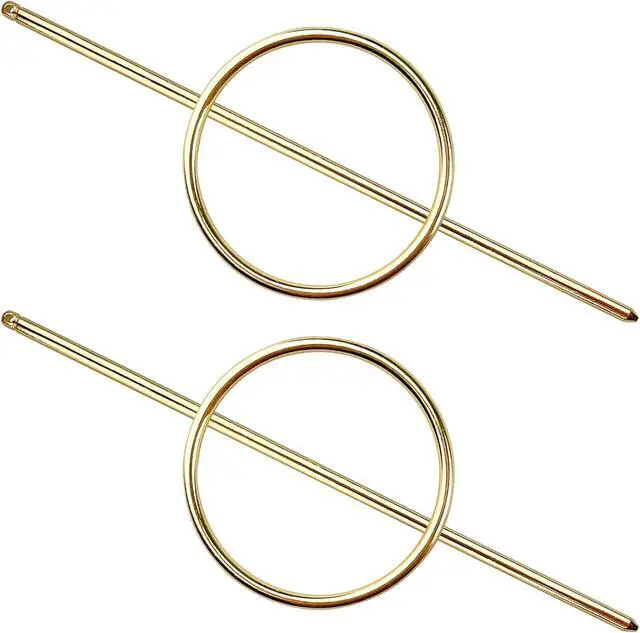 Main image of Gold Round Hair Clips Hollow Circle Hair Barrettes for Women Fashion Geometric Hairpins Minimalist Hair Accessories Hair Fork Metal Ponytail Hairpin Retro for Girls