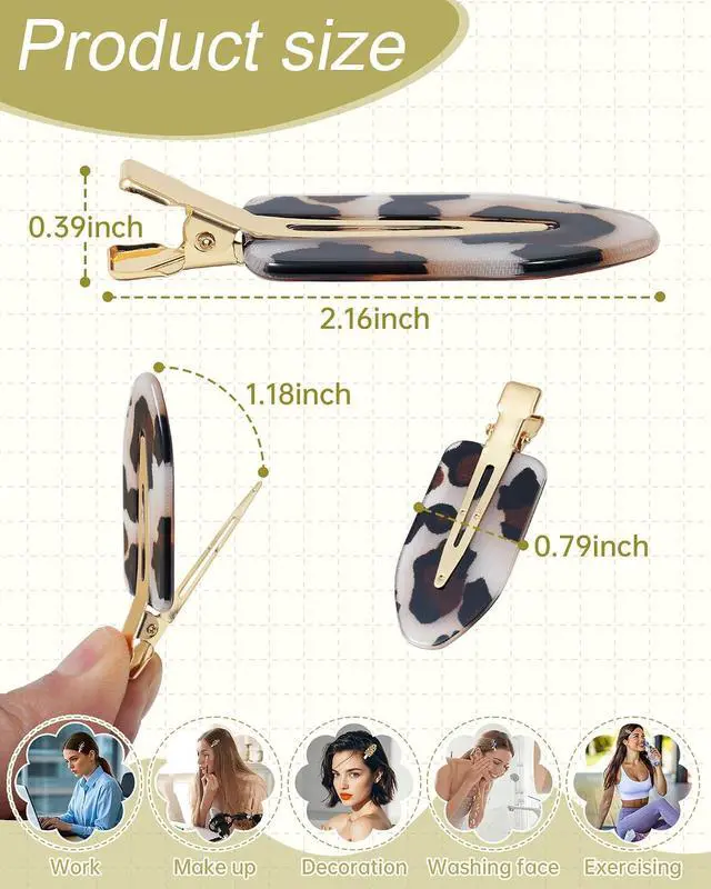 Alt view image 2 of 7 - Mesovor 8 PCS No Bend Creaseless Hair Clips for Women, No- Crease Non Slip | Mini Flat Acrylic Hairclips for Hair Styling, Bangs, Makeup Application and Face Wash