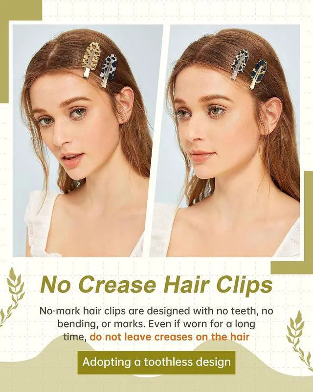 Alt view image 4 of 7 - Mesovor 8 PCS No Bend Creaseless Hair Clips for Women, No- Crease Non Slip | Mini Flat Acrylic Hairclips for Hair Styling, Bangs, Makeup Application and Face Wash