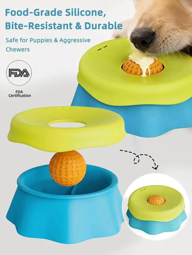 Alt view image 4 of 7 - Huafly Slow Feeder Dog Bowls,3-Layer Detachable for Easy Cleaning,Dual-Use Wet Lick & Dry Slow Feeder,Food-Grade Silicone,Anti-Slip Base for All Floors,for Small,Medium,Large Dogs Black