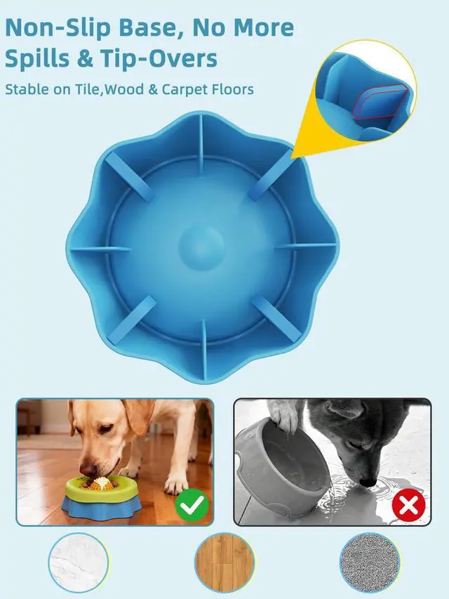 Alt view image 5 of 7 - Huafly Slow Feeder Dog Bowls,3-Layer Detachable for Easy Cleaning,Dual-Use Wet Lick & Dry Slow Feeder,Food-Grade Silicone,Anti-Slip Base for All Floors,for Small,Medium,Large Dogs Black