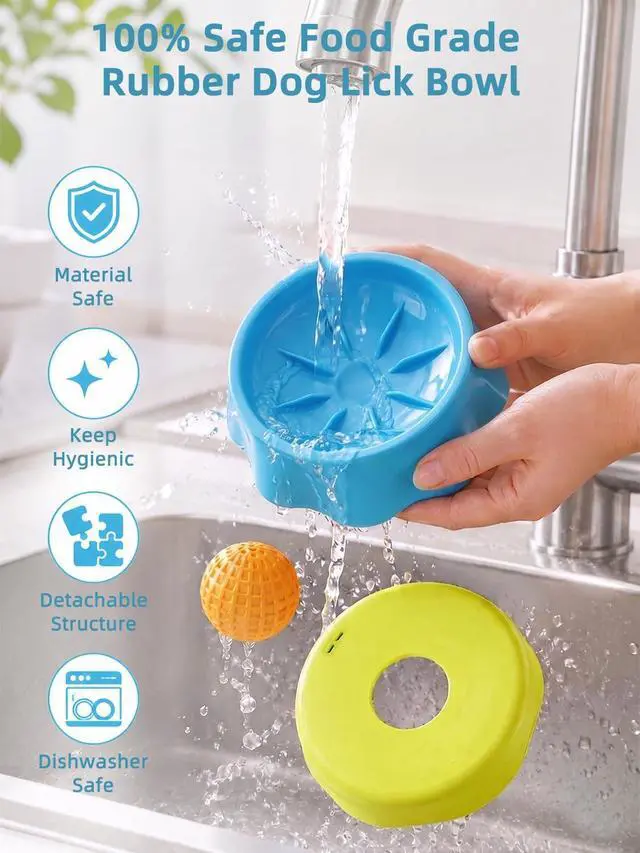 Alt view image 7 of 7 - Huafly Slow Feeder Dog Bowls,3-Layer Detachable for Easy Cleaning,Dual-Use Wet Lick & Dry Slow Feeder,Food-Grade Silicone,Anti-Slip Base for All Floors,for Small,Medium,Large Dogs Black