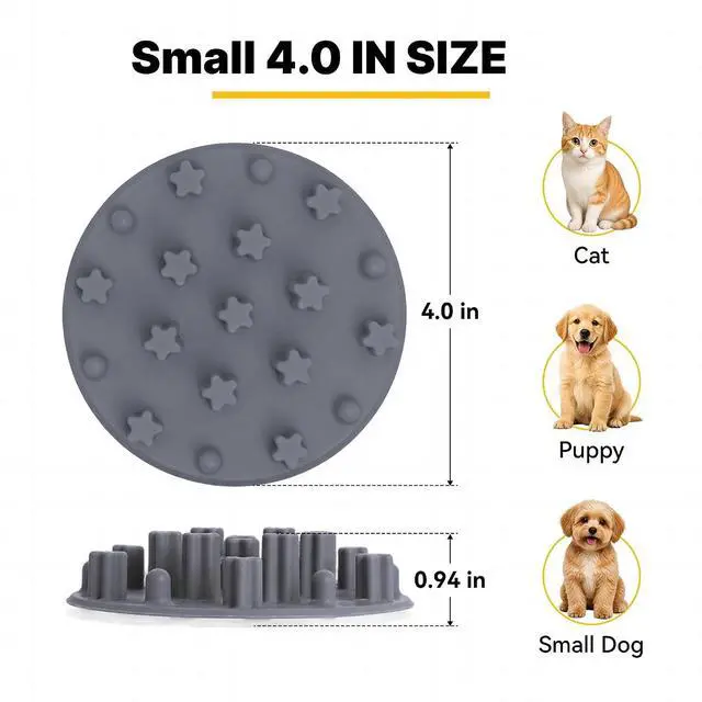 Alt view image 2 of 7 - Slow Feeder Insert for Cat Dog Bowls, Anti-Choking Silicone with Strong Suction Cups, Fits Most Cat Bowls, Ideal for Puppy Small Medium Breeds (Gray)