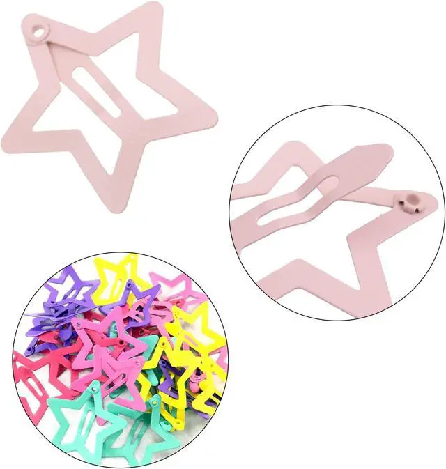 Alt view image 3 of 7 - 30 PACK Star Snap Hair Clips Non-slip Toddlers Colorful Cute Lovely Metal Hair Barrettes Hair Accessories for Women Girls(Style 1)