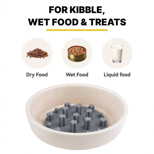 Alt view image 6 of 7 - Slow Feeder Insert for Cat Dog Bowls, Anti-Choking Silicone with Strong Suction Cups, Fits Most Cat Bowls, Ideal for Puppy Small Medium Breeds (Gray)
