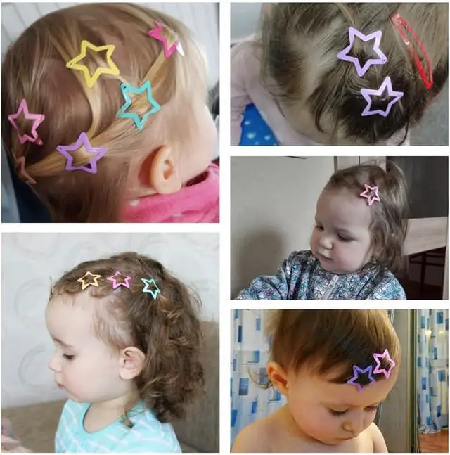 Alt view image 6 of 7 - 30 PACK Star Snap Hair Clips Non-slip Toddlers Colorful Cute Lovely Metal Hair Barrettes Hair Accessories for Women Girls(Style 1)
