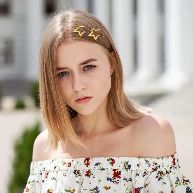 Alt view image 7 of 7 - WLLHYF 10 Pieces Metal Star Snap Hair Clips Silver Cute Small Hair Barrettes Non-slip Hollow Out Stars Hairclips for Kids Girls Women Hairpin Lovely Star Headpieces Hair Accessories (Gold)