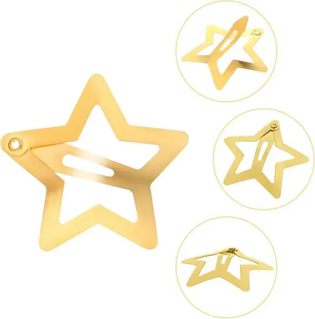 Alt view image 4 of 7 - WLLHYF 10 Pieces Metal Star Snap Hair Clips Silver Cute Small Hair Barrettes Non-slip Hollow Out Stars Hairclips for Kids Girls Women Hairpin Lovely Star Headpieces Hair Accessories (Gold)