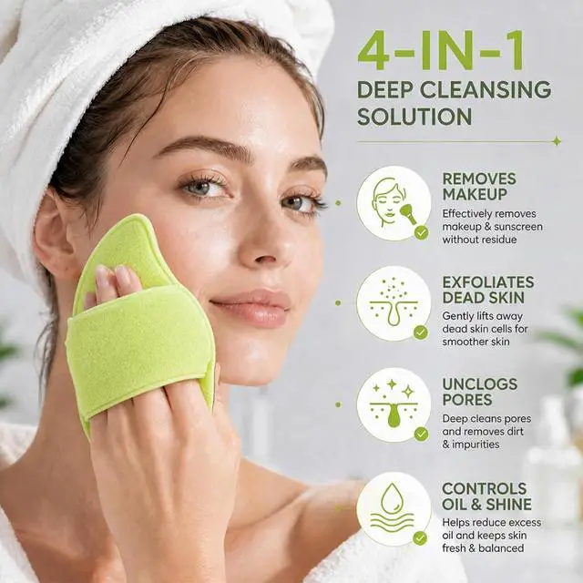 Alt view image 2 of 7 - Facial Sponges for Cleansing, Exfoliating Face Sponge(Pink & Green) | 3-Pack Mango Shape Reusable Makeup Remover Pads for Daily Wash & Gentle Exfoliating