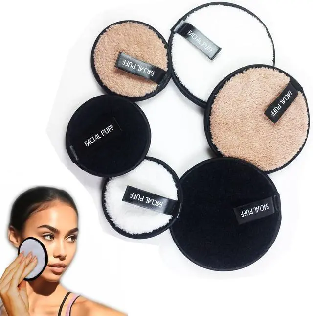 Main image of Reusable Makeup Remover Pads, Facial Make Up Removal Wipes, Washable Face Cleaning Cloths, Soft Makeup Remover Rounds, Hypoallergenic for Mascara, Eye Shadow, Lipstick, Foundation -6 PCS