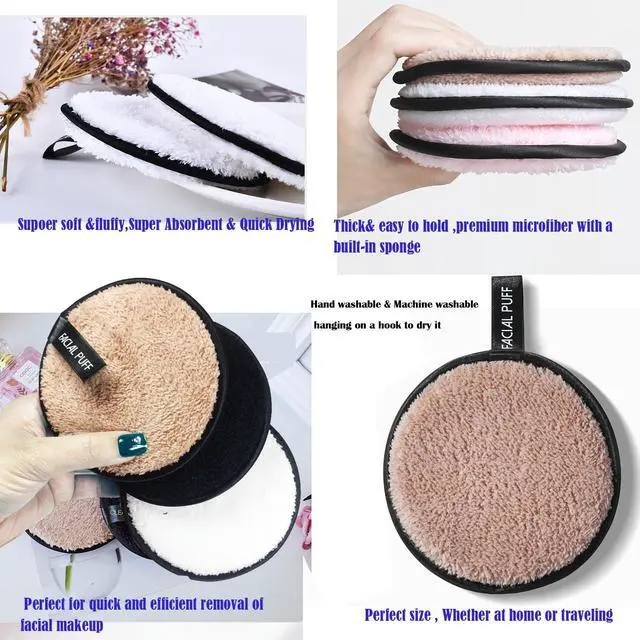 Alt view image 4 of 7 - Reusable Makeup Remover Pads, Facial Make Up Removal Wipes, Washable Face Cleaning Cloths, Soft Makeup Remover Rounds, Hypoallergenic for Mascara, Eye Shadow, Lipstick, Foundation -6 PCS