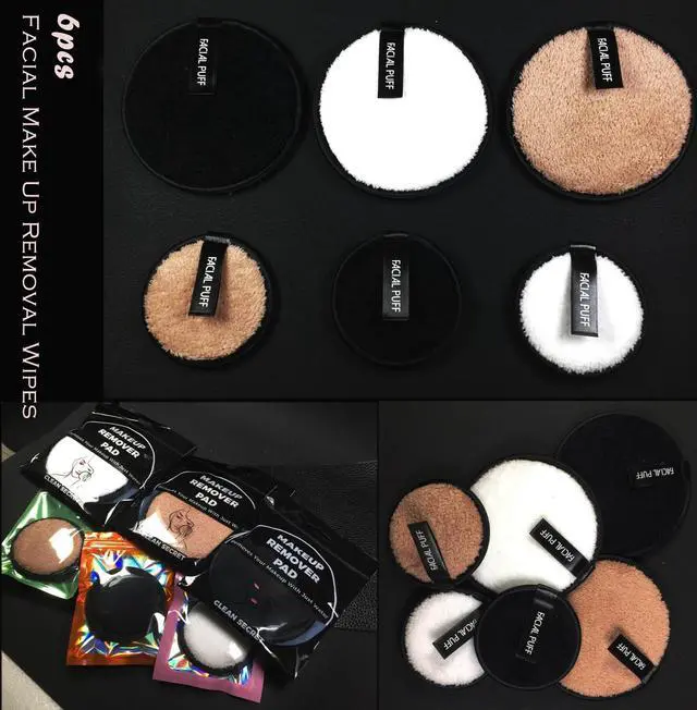 Alt view image 3 of 7 - Reusable Makeup Remover Pads, Facial Make Up Removal Wipes, Washable Face Cleaning Cloths, Soft Makeup Remover Rounds, Hypoallergenic for Mascara, Eye Shadow, Lipstick, Foundation -6 PCS