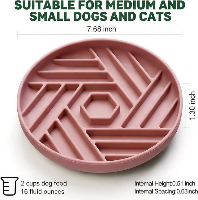 Alt view image 6 of 7 - Silicone Slow Feeder Dog Bowl with Suction Base, Anti Choking Pet Bowl | for Small and Medium Dogs & Cats, Maze Design Non-Slip Food Grade Slow Eating Bowl to Prevent Bloating