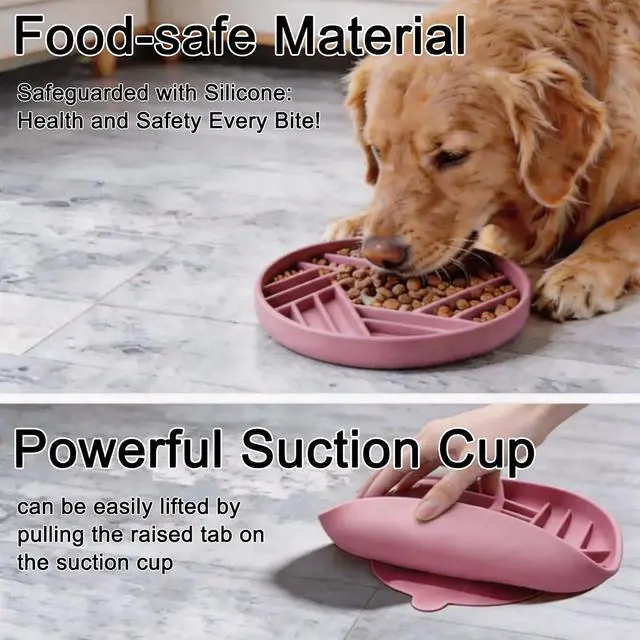 Alt view image 7 of 7 - Silicone Slow Feeder Dog Bowl with Suction Base, Anti Choking Pet Bowl | for Small and Medium Dogs & Cats, Maze Design Non-Slip Food Grade Slow Eating Bowl to Prevent Bloating