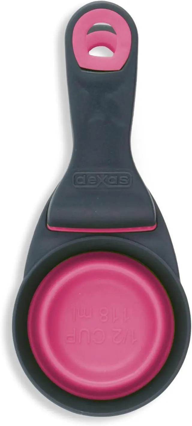 Alt view image 4 of 7 - Dexas Popware for Pets Collapsible Klip Scoop, 3-in-1 Pet Food Scoop, Measuring Cup and Bag Clip, 1/2 Cup Capacity, Pink