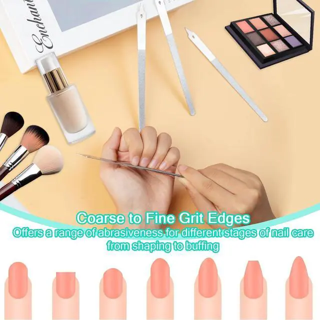 Alt view image 5 of 7 - 4 PCS Diamond Deb Nail File Double Sided Fingernail Files Stainless Steel Nail Filer with Sharp Pointed Tip Metal Nail Files for Natural Nails Manicure Pedicure Toenails Tools for Salon Home