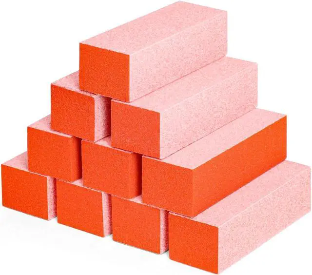 Main image of Nail Buffer Block - Nail Buffer 80/80/100 Grit 10 Pcs 3 Way Orange | 3.5" Long, High-elastic Sponge, Washable & Reusable, Natural Nails Cleanup, Nail Prep, Manicure, Travel Size, Home DIY
