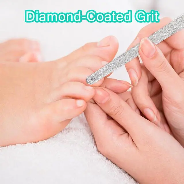 Alt view image 7 of 7 - 4 PCS Diamond Deb Nail File Double Sided Fingernail Files Stainless Steel Nail Filer with Sharp Pointed Tip Metal Nail Files for Natural Nails Manicure Pedicure Toenails Tools for Salon Home