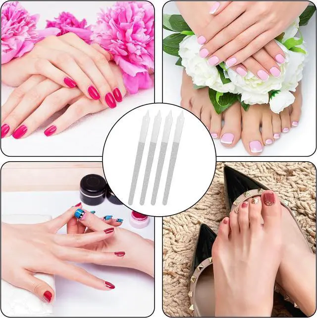 Alt view image 6 of 7 - 4 PCS Diamond Deb Nail File Double Sided Fingernail Files Stainless Steel Nail Filer with Sharp Pointed Tip Metal Nail Files for Natural Nails Manicure Pedicure Toenails Tools for Salon Home