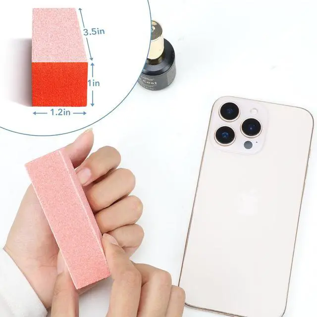 Alt view image 5 of 7 - Nail Buffer Block - Nail Buffer 60/60/60 Grit 10 Pcs 3 Way Orange | 3.5" Long, High-elastic Sponge, Washable & Reusable, Natural Nails Cleanup, Nail Prep, Manicure, Travel Size, Home DIY
