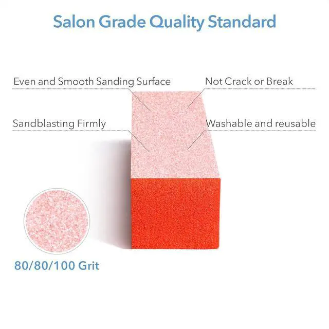 Alt view image 4 of 7 - Nail Buffer Block - Nail Buffer 80/80/100 Grit 10 Pcs 3 Way Orange | 3.5" Long, High-elastic Sponge, Washable & Reusable, Natural Nails Cleanup, Nail Prep, Manicure, Travel Size, Home DIY