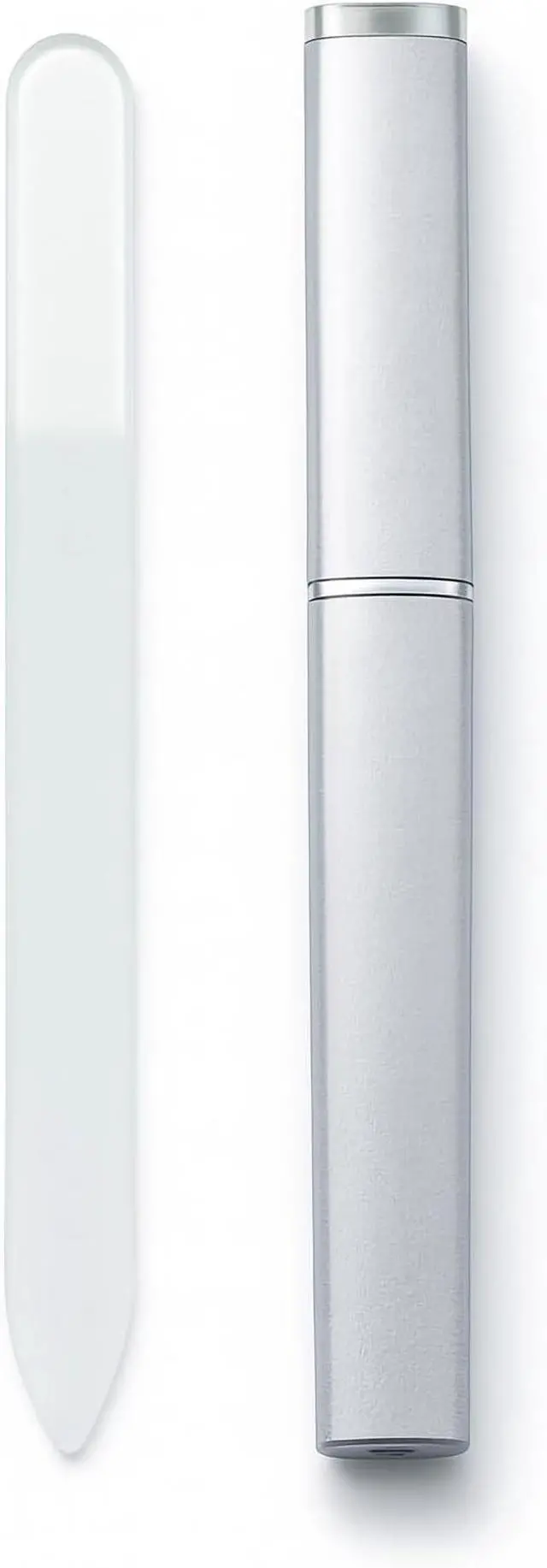 Main image of Glass Nail File with Case, 1 Pack Crystal Fingernail File for Natural Nails Double-Sided Etched Czech Glass Nail Filer, Gentle Nail Care, Portable Manicure Tool for Women & Men (Silver)