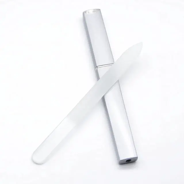 Alt view image 3 of 7 - Glass Nail File with Case, 1 Pack Crystal Fingernail File for Natural Nails Double-Sided Etched Czech Glass Nail Filer, Gentle Nail Care, Portable Manicure Tool for Women & Men (Silver)