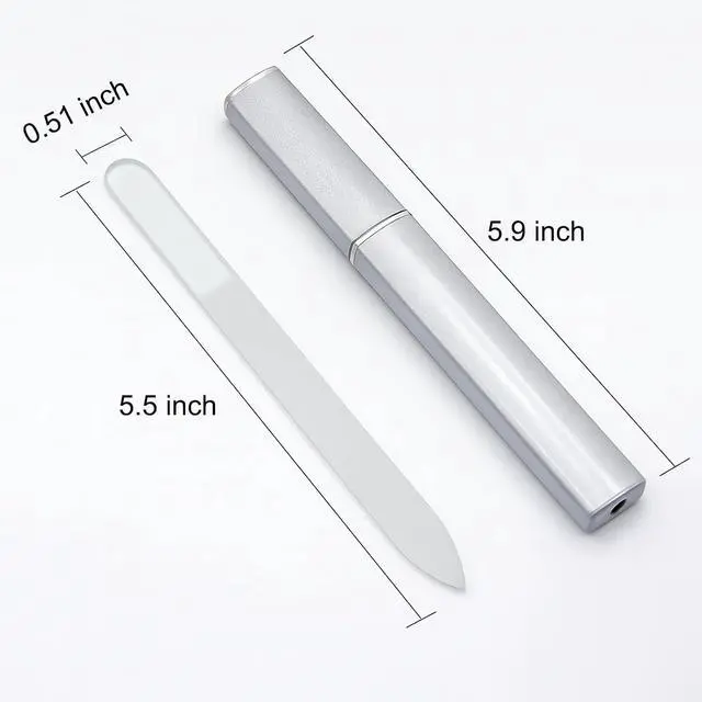 Alt view image 2 of 7 - Glass Nail File with Case, 1 Pack Crystal Fingernail File for Natural Nails Double-Sided Etched Czech Glass Nail Filer, Gentle Nail Care, Portable Manicure Tool for Women & Men (Silver)