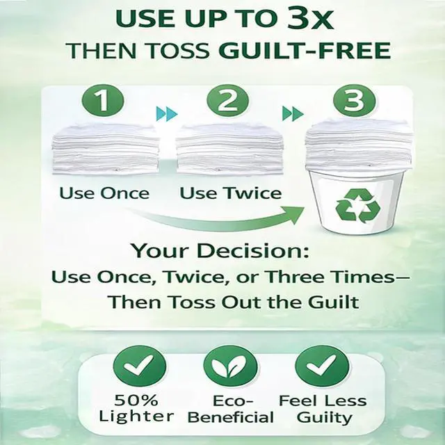 Alt view image 4 of 7 - EcoNonwoven Lite Disposable Face Towels, XL 13 x 10, 50 Ct LintFree Face Cleansing & Makeup Removal Towels 50% Lighter, Thin Yet Strong, Use Once or Up to 3×