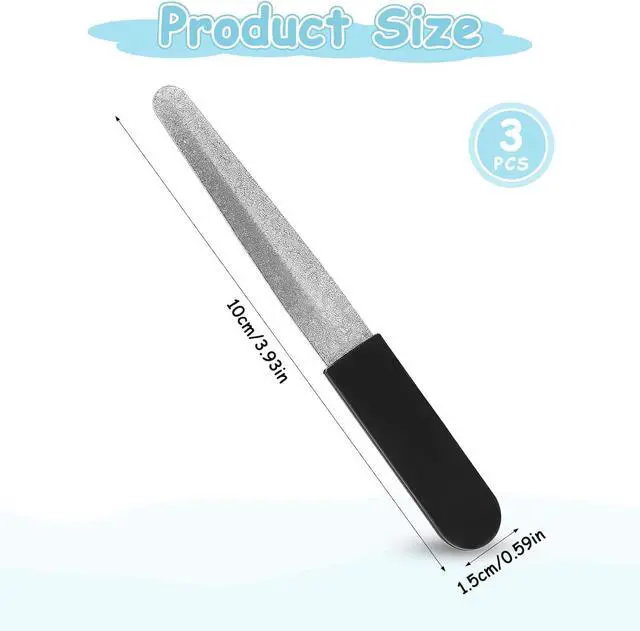 Alt view image 2 of 7 - 3PCS Fingernail Files, Metal Nail File for Natural Nails, Diamond Fingernail Files with Non Slip Handle, Finger Nail Filers for Women Men, Sapphire Grit Nail Filers Gift
