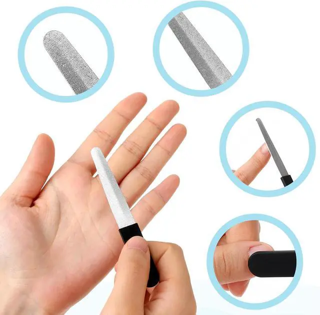 Alt view image 6 of 7 - 3PCS Fingernail Files, Metal Nail File for Natural Nails, Diamond Fingernail Files with Non Slip Handle, Finger Nail Filers for Women Men, Sapphire Grit Nail Filers Gift