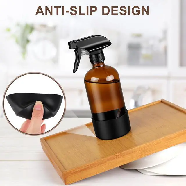 Alt view image 5 of 7 - Ninsula Glass Spray Bottle with Silicone Sleeve Protection, 16 oz Amber Glass Spray Bottles, Refillable Spray Bottle Glass for Cleaning, Watering Plants, Skin Care, Plant Care, Hair Care