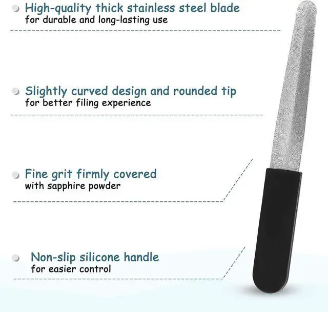 Alt view image 7 of 7 - 3PCS Fingernail Files, Metal Nail File for Natural Nails, Diamond Fingernail Files with Non Slip Handle, Finger Nail Filers for Women Men, Sapphire Grit Nail Filers Gift