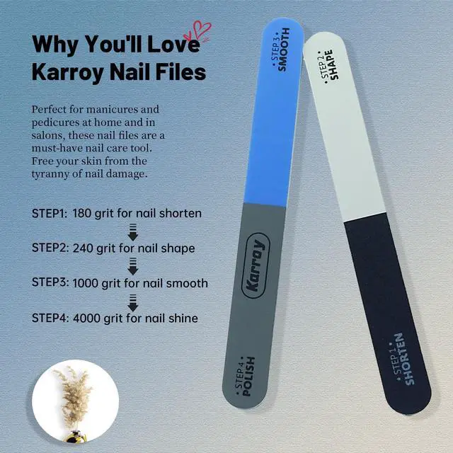 Alt view image 6 of 7 - 24PCS Nail Files for Natural Nails Emery Boards 4Ways 180 240 1000 4000Grit | 4-in-1 Function: Shorten, Shape, Smooth, Polish. Professional Nail File and Buffer. Good Quality by Fine Grit made.
