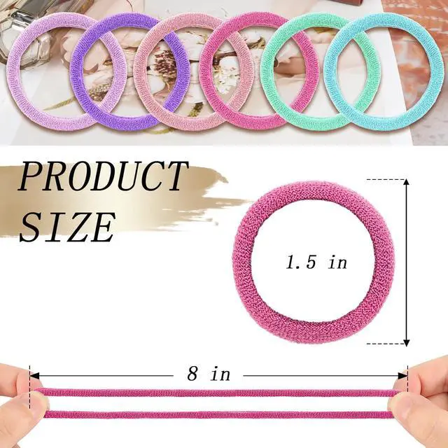 Alt view image 2 of 7 - Kanprincess Nylon Hair Ties, 100PCS No-Damage Soft Bands for Women | Strong elastic ponytail holders for girls.Thick Hair. Cotton-like texture, gentle on hair. Snag-free, durable daily use.