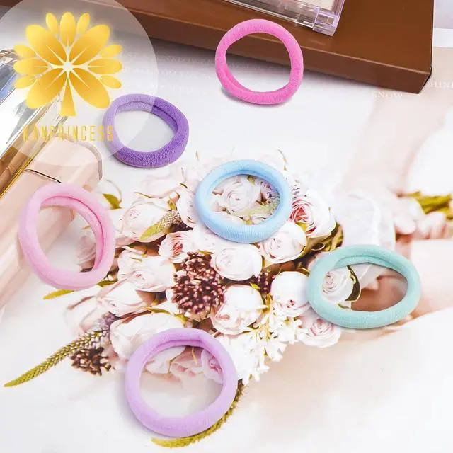 Alt view image 6 of 7 - Kanprincess Nylon Hair Ties, 100PCS No-Damage Soft Bands for Women | Strong elastic ponytail holders for girls.Thick Hair. Cotton-like texture, gentle on hair. Snag-free, durable daily use.
