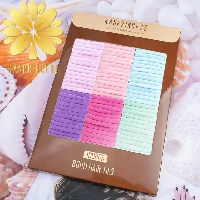 Alt view image 7 of 7 - Kanprincess Nylon Hair Ties, 100PCS No-Damage Soft Bands for Women | Strong elastic ponytail holders for girls.Thick Hair. Cotton-like texture, gentle on hair. Snag-free, durable daily use.