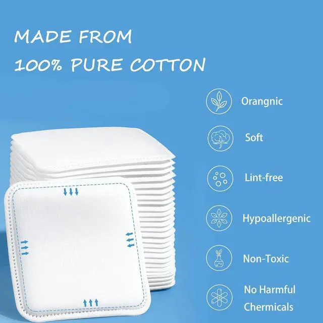 Alt view image 3 of 7 - Square Cotton Pads 150 Counts Lager Size 100% Cotton Makeup Remove Pads Not to Shed or Fall Apart Face Cotton Pads Triple-Layer Design for Daily Skin Care,Lint-Free,7X7.5CM
