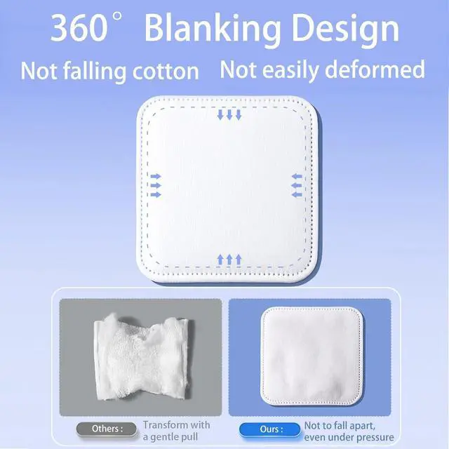 Alt view image 4 of 7 - Square Cotton Pads 150 Counts Lager Size 100% Cotton Makeup Remove Pads Not to Shed or Fall Apart Face Cotton Pads Triple-Layer Design for Daily Skin Care,Lint-Free,7X7.5CM